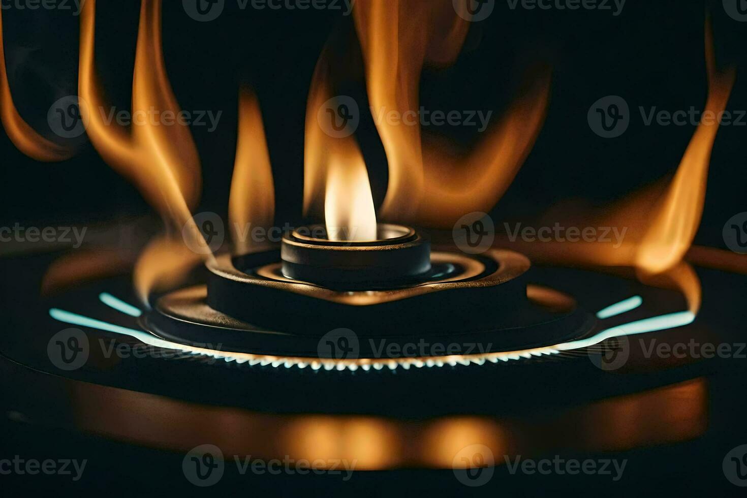 uma gás queimador com chamas e fumaça. gerado por IA foto
