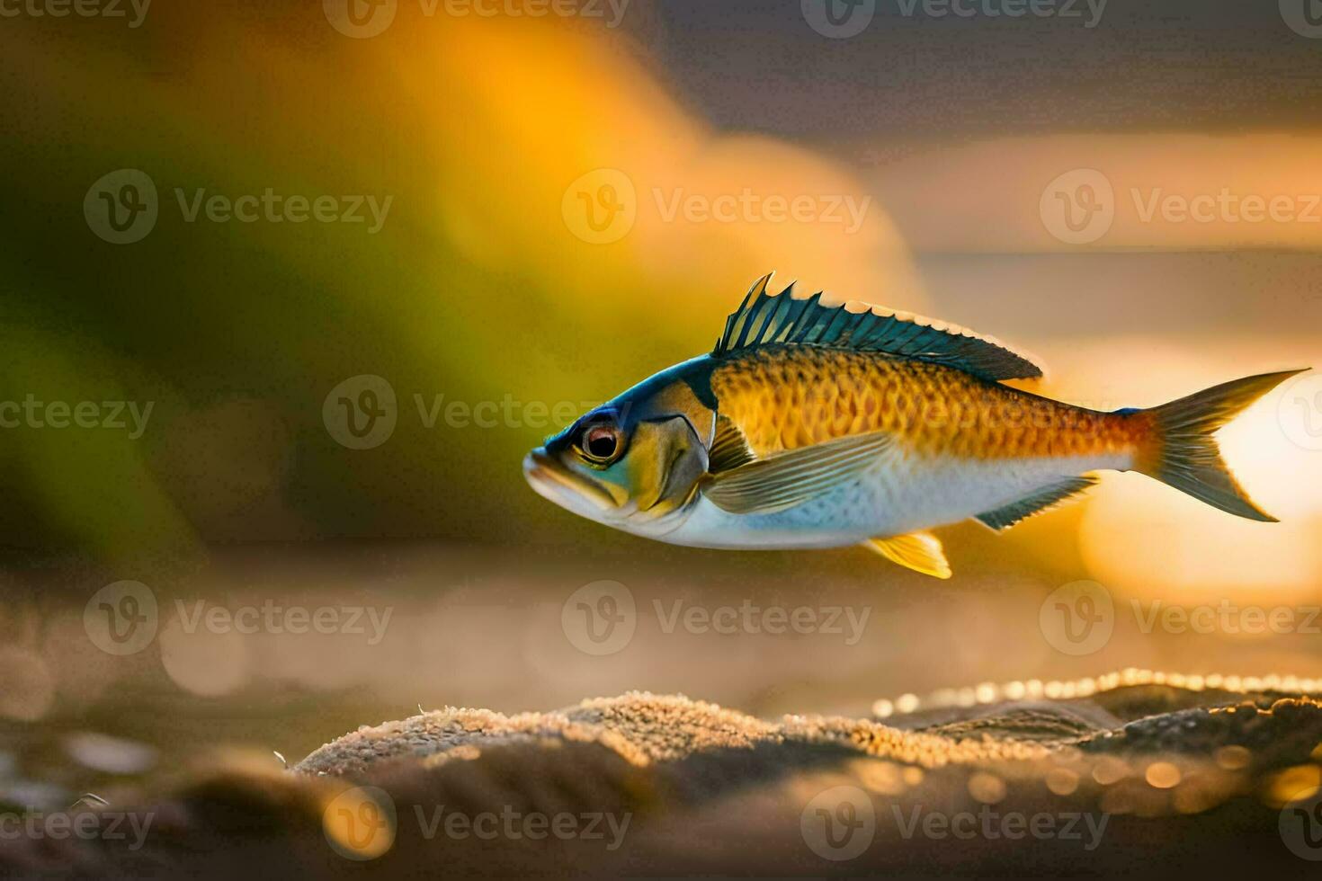 foto papel de parede a céu, peixe, água, a mar, a praia, a mar, o. gerado por IA