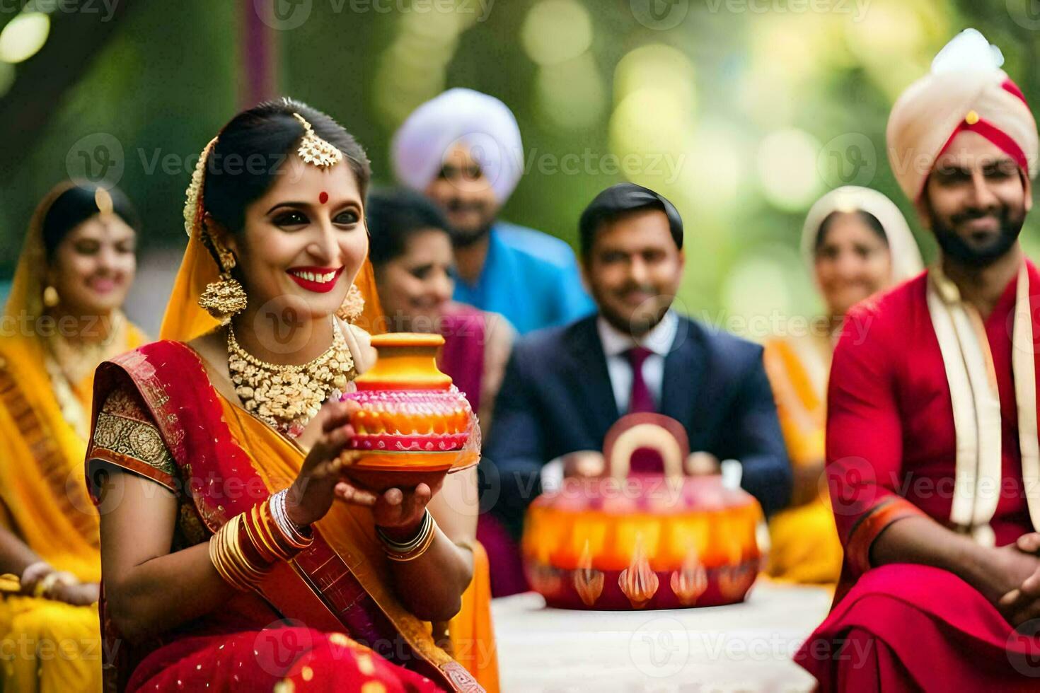 indiano Casamento dentro Índia. gerado por IA foto