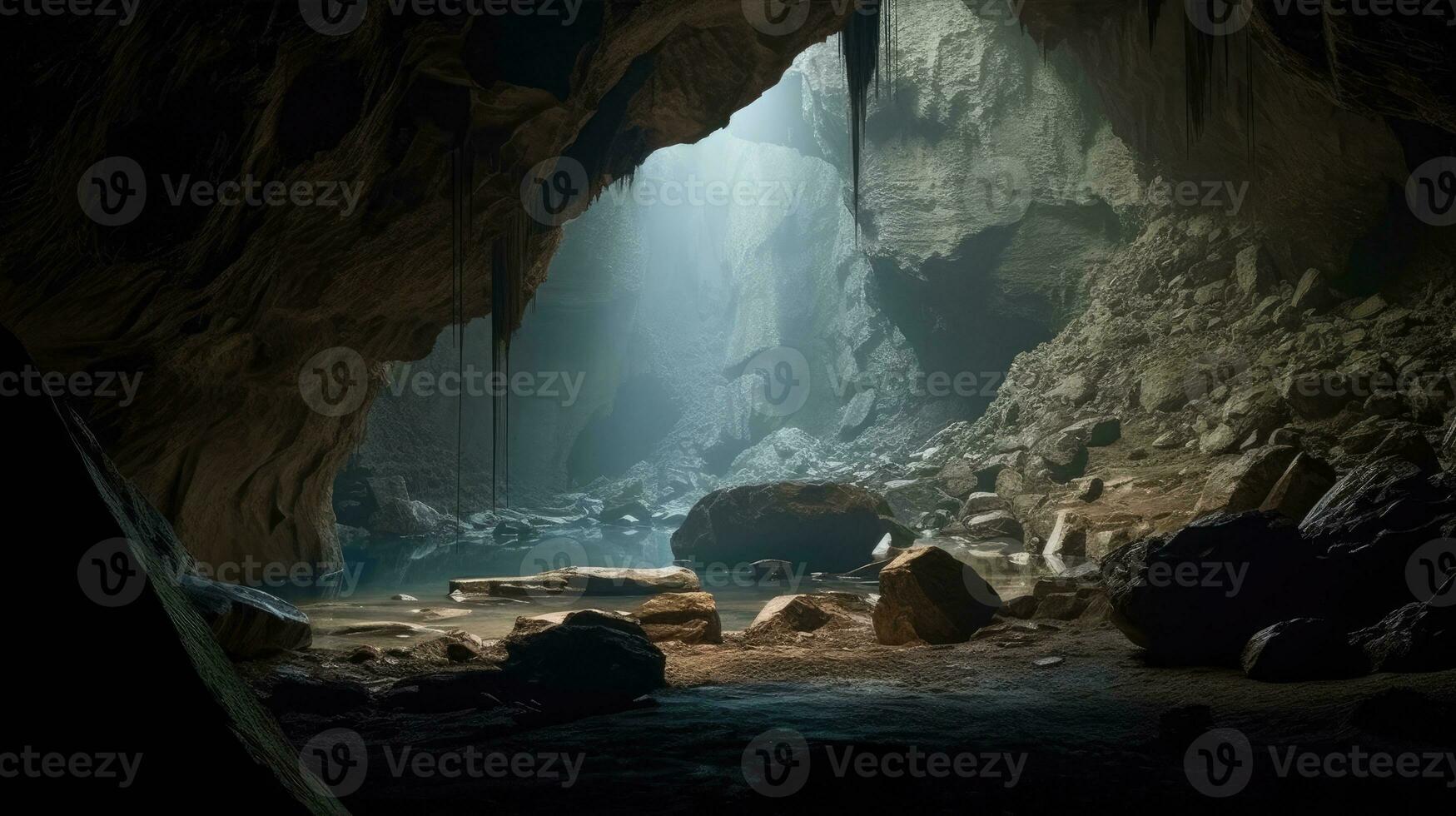 cenário a partir de a caverna. ai gerado foto