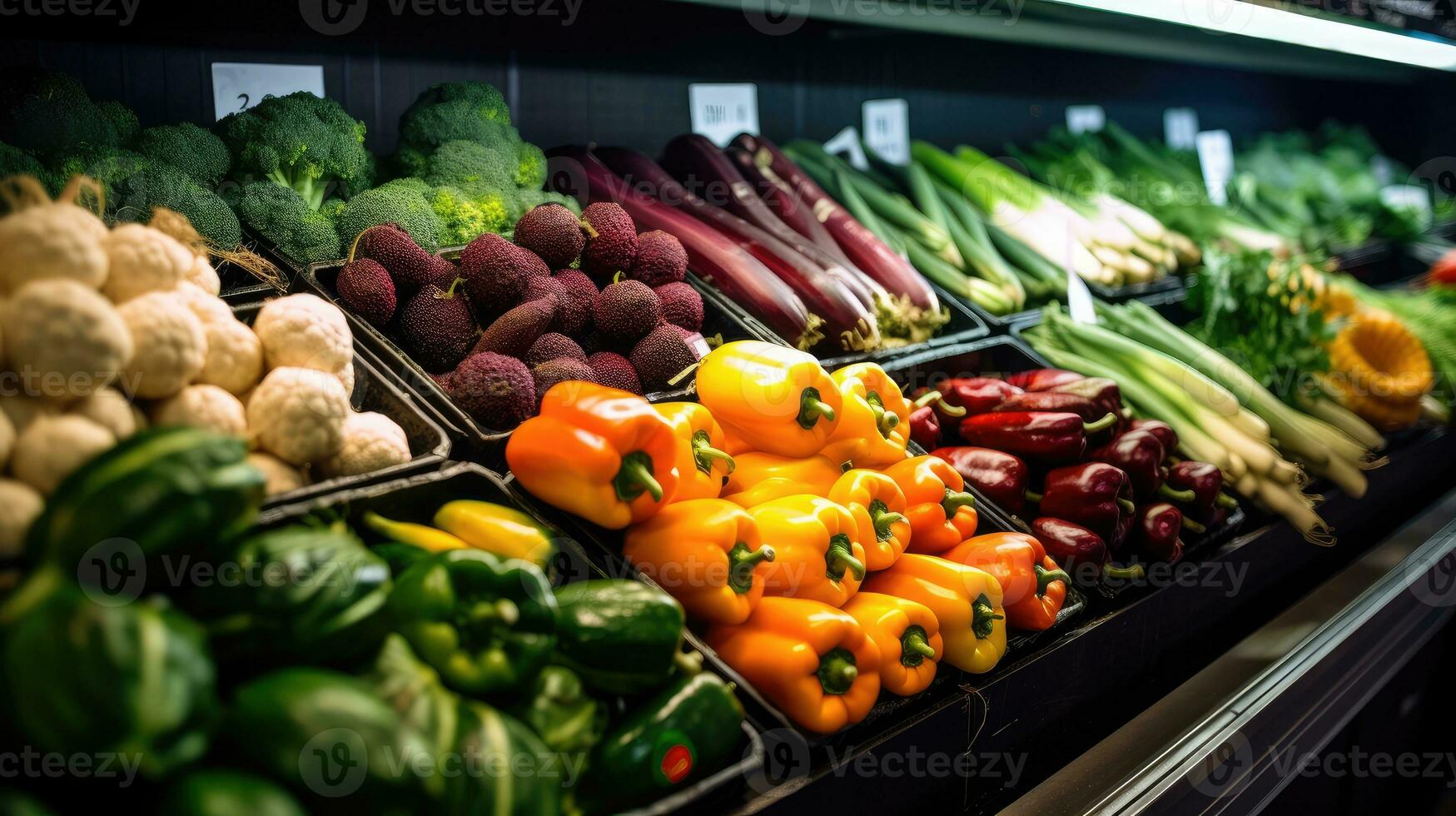 diferente variedades do fresco legumes dentro local mercados, super lojas. ai gerado foto