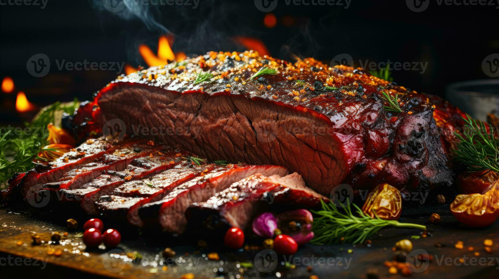 smokey churrasco tentações saciar dentro peito costelas e puxado carne de porco com esfumaçado sabores e culinária de ai gerado foto