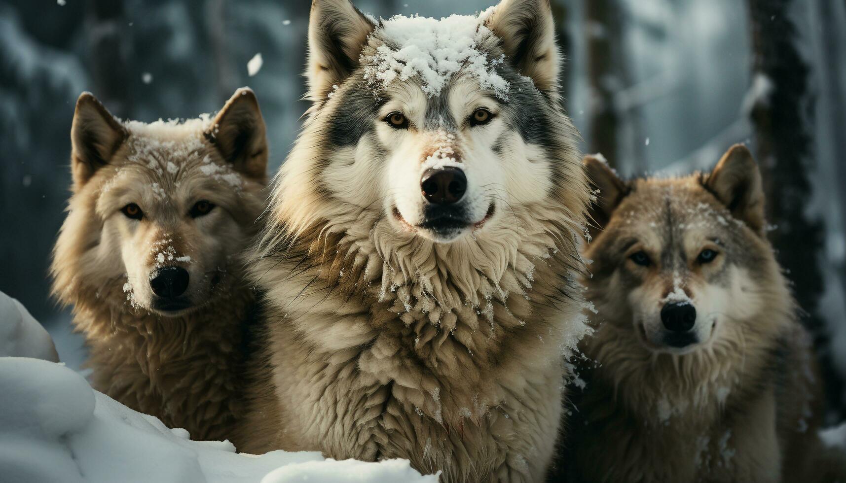 uma brincalhão cachorro corrida dentro a neve, uma inverno país das maravilhas gerado de ai foto