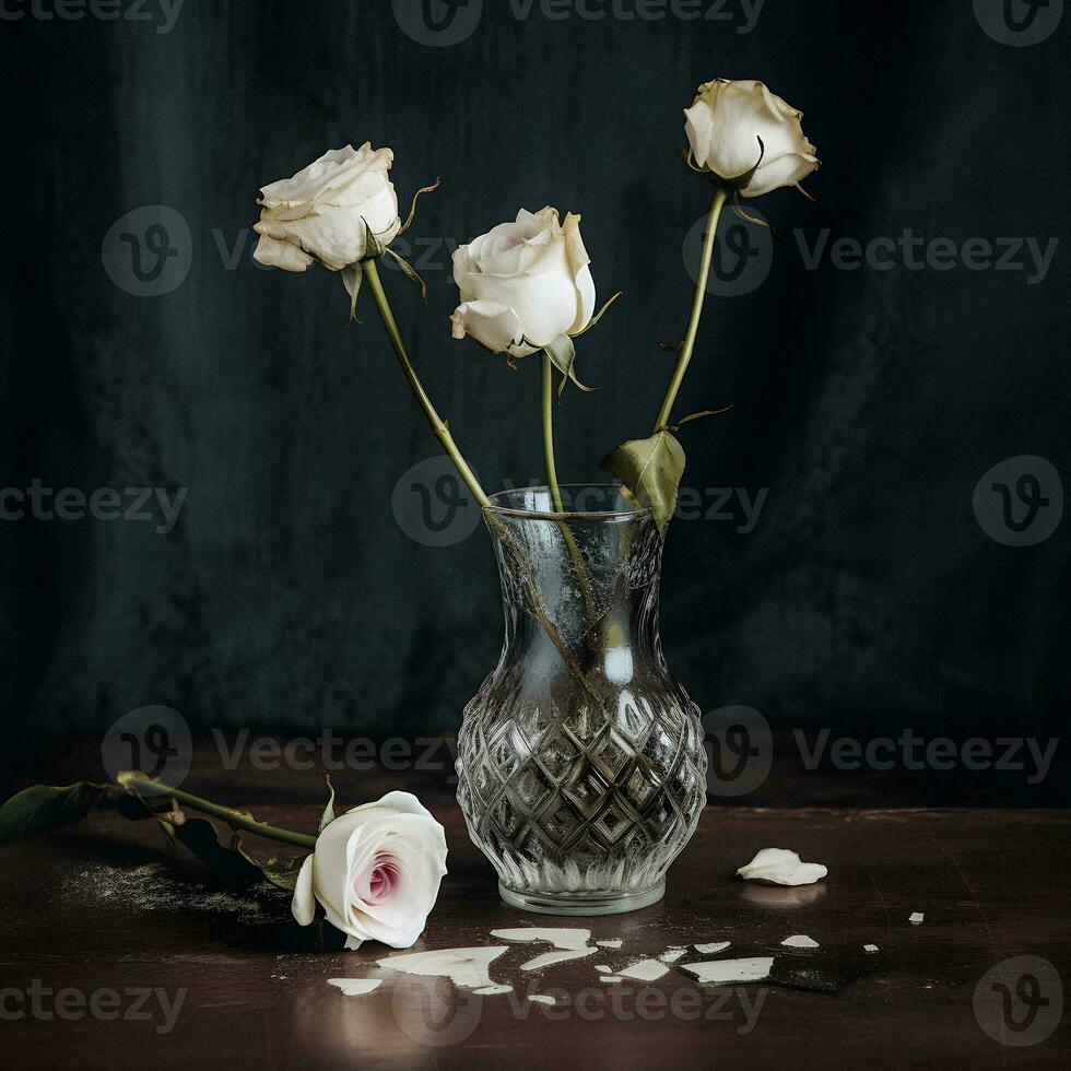artístico ainda vida do rosas dentro uma vaso. generativo ai. foto