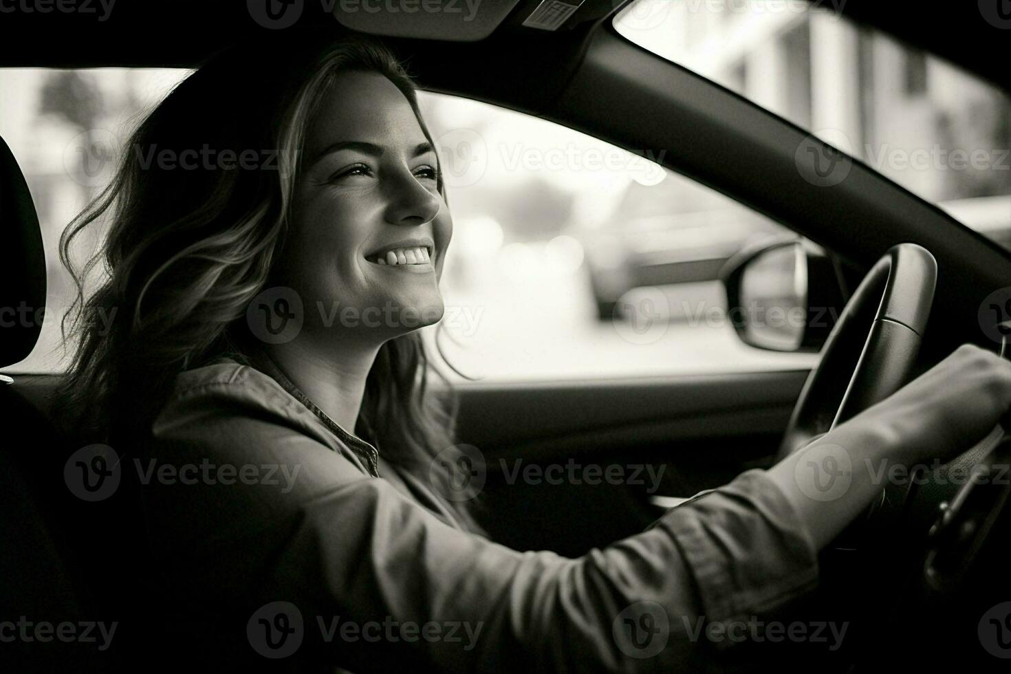 feliz mulher carro motorista foto