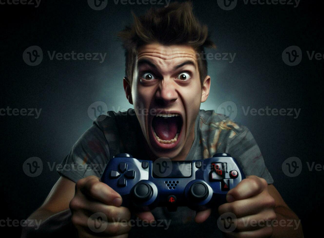 tecnologia homem sofá jogando retrato controle de video game jogador caucasiano estresse cara fundo Bravo sofá conectados grito foto