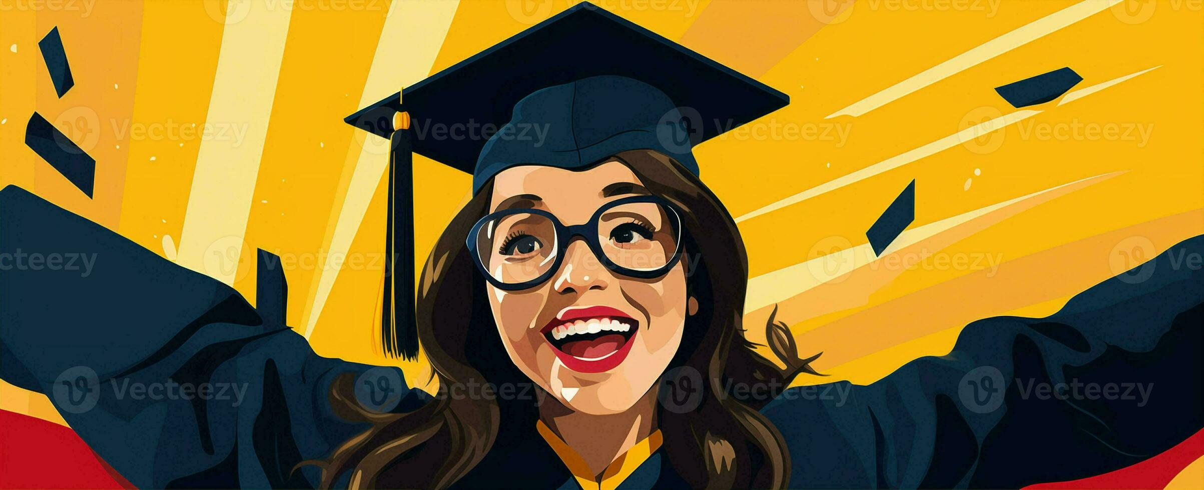 mulher realização Preto solteiro aluna indiano feliz Faculdade comemoro Educação graduado boné grau realização sorrir universidade foto