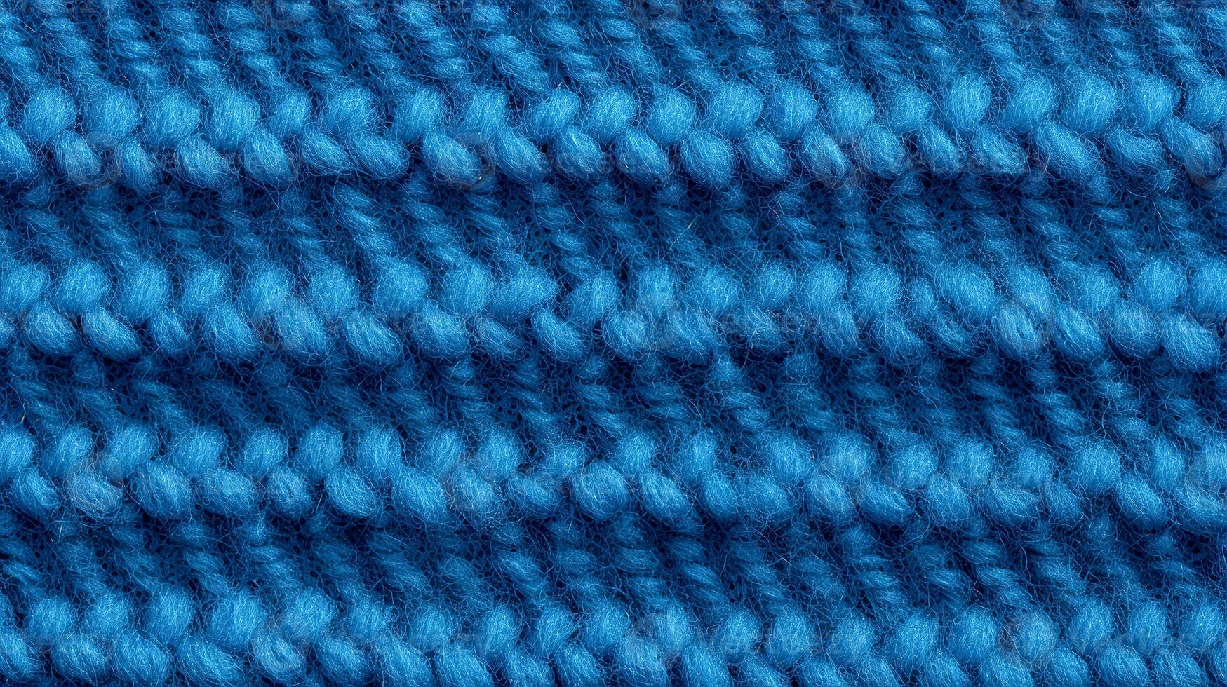 azul tricotado textura. tricotado de lã textura. de lã fundo. tricotado textura. fechar-se. ai gerado foto