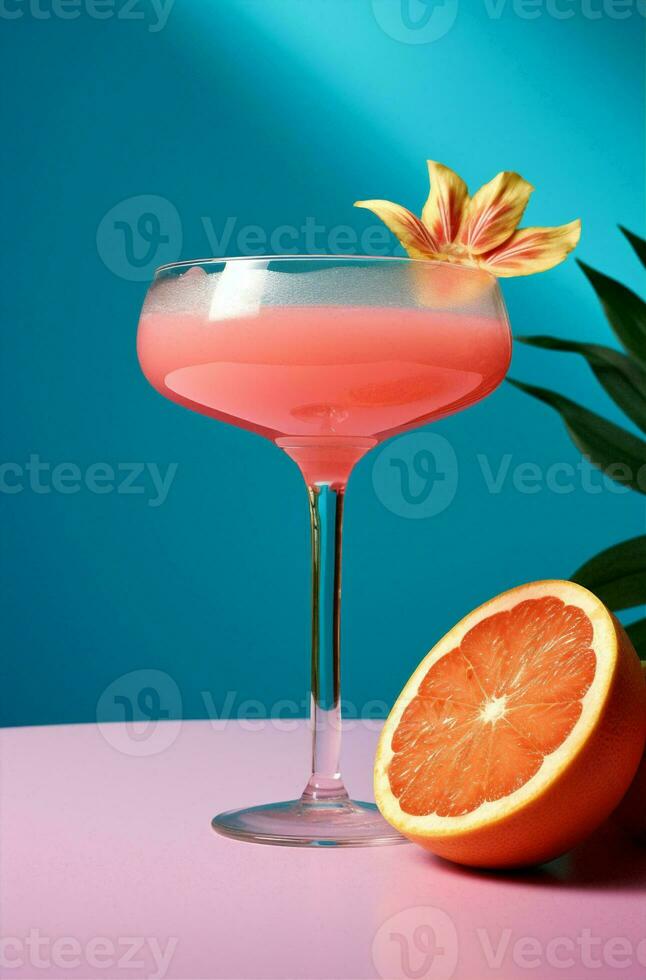 Palha refrescante gelo álcool verão frio beber fruta bebida laranja coquetel vermelho citrino foto