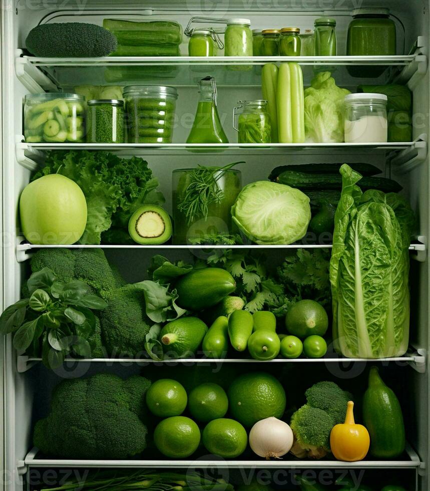 cozinha Comida geladeira fresco verde vegetariano dieta brócolis geladeira saudável foto