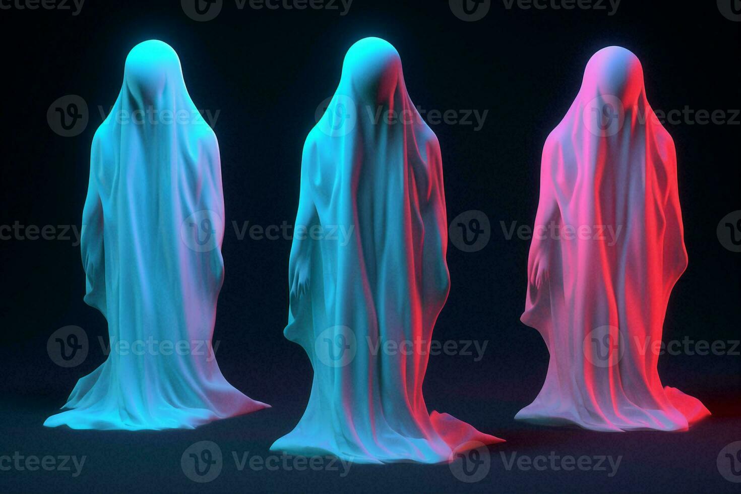 dia das Bruxas branco assustador Sombrio noite medo fantasma traje néon Horror foto