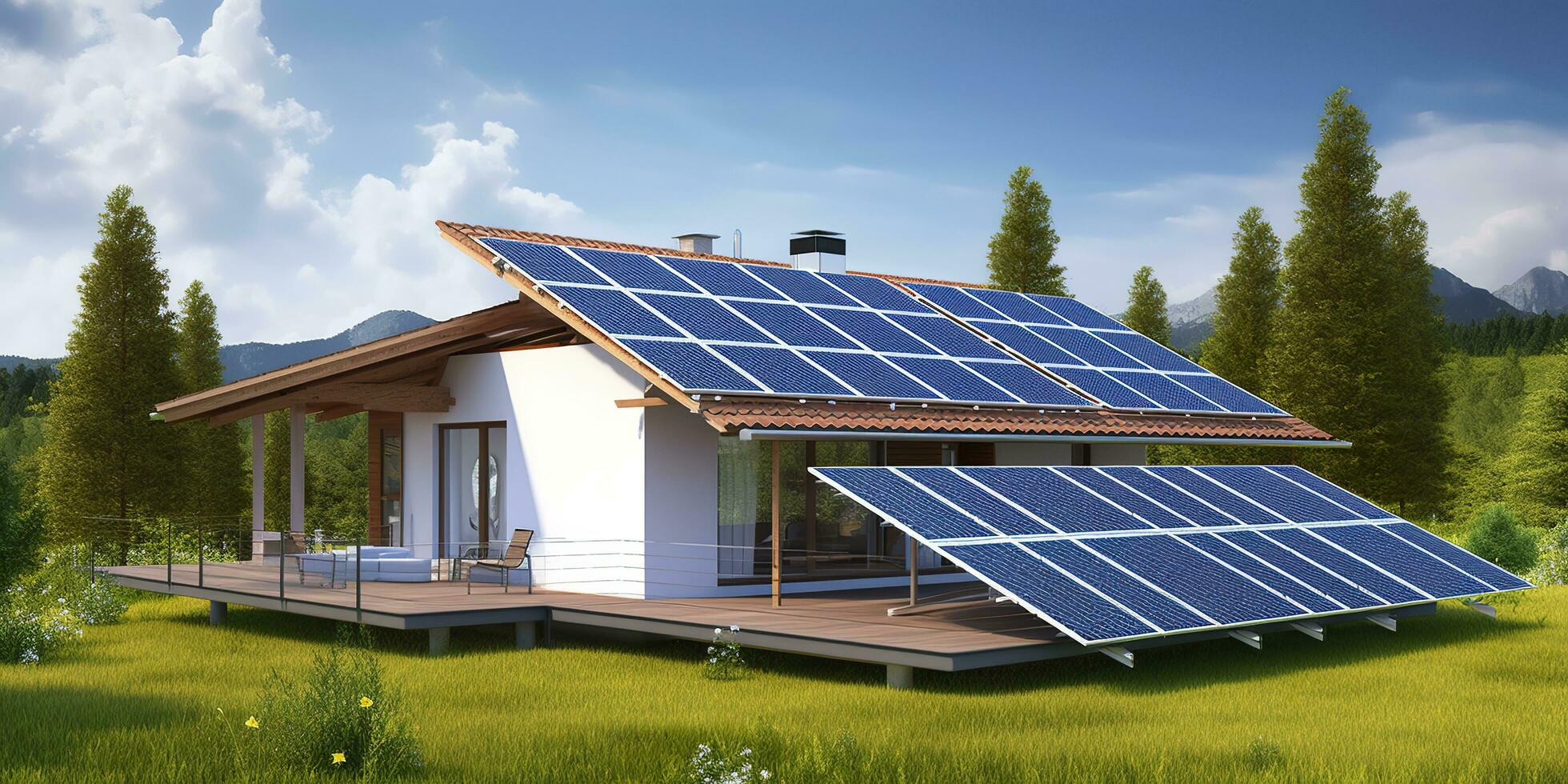 fotovoltaico solar painéis. sustentável energia. uma mini poder plantar para uma lar. generativo ai foto