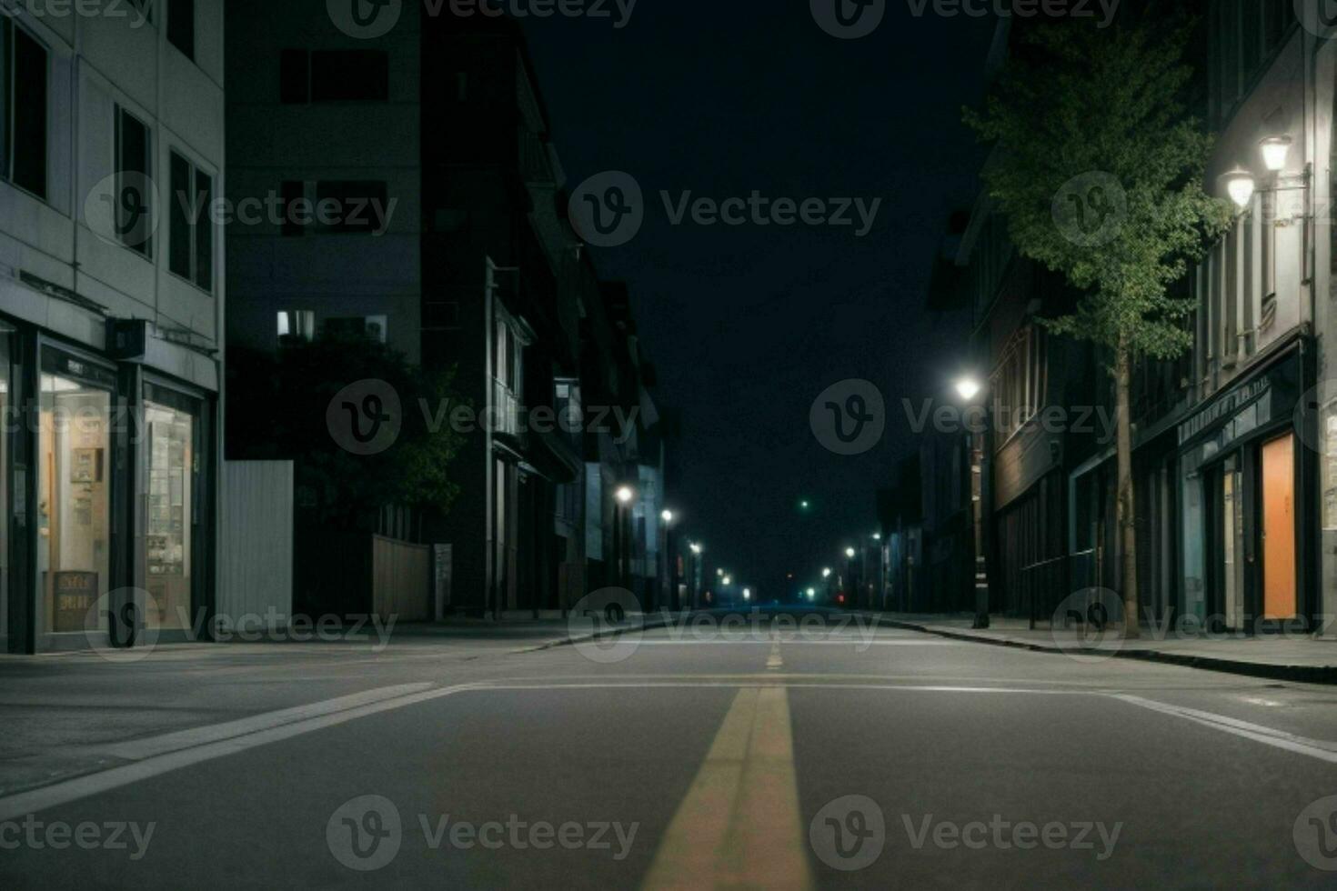 esvaziar espaço em a rua em a noite. fundo. ai generativo pró foto