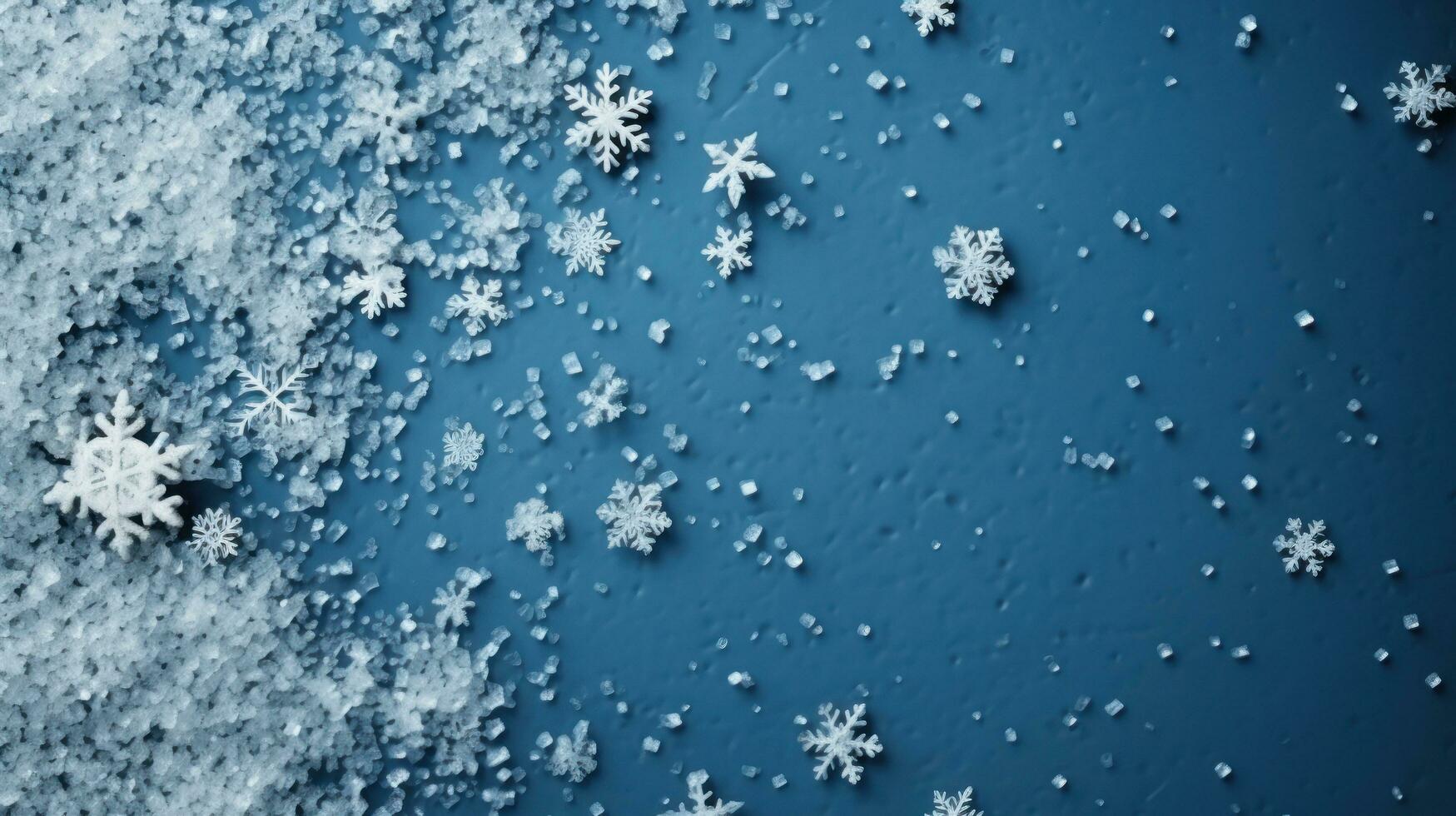 uma azul fundo com azul flocos de neve em Preto fundo foto