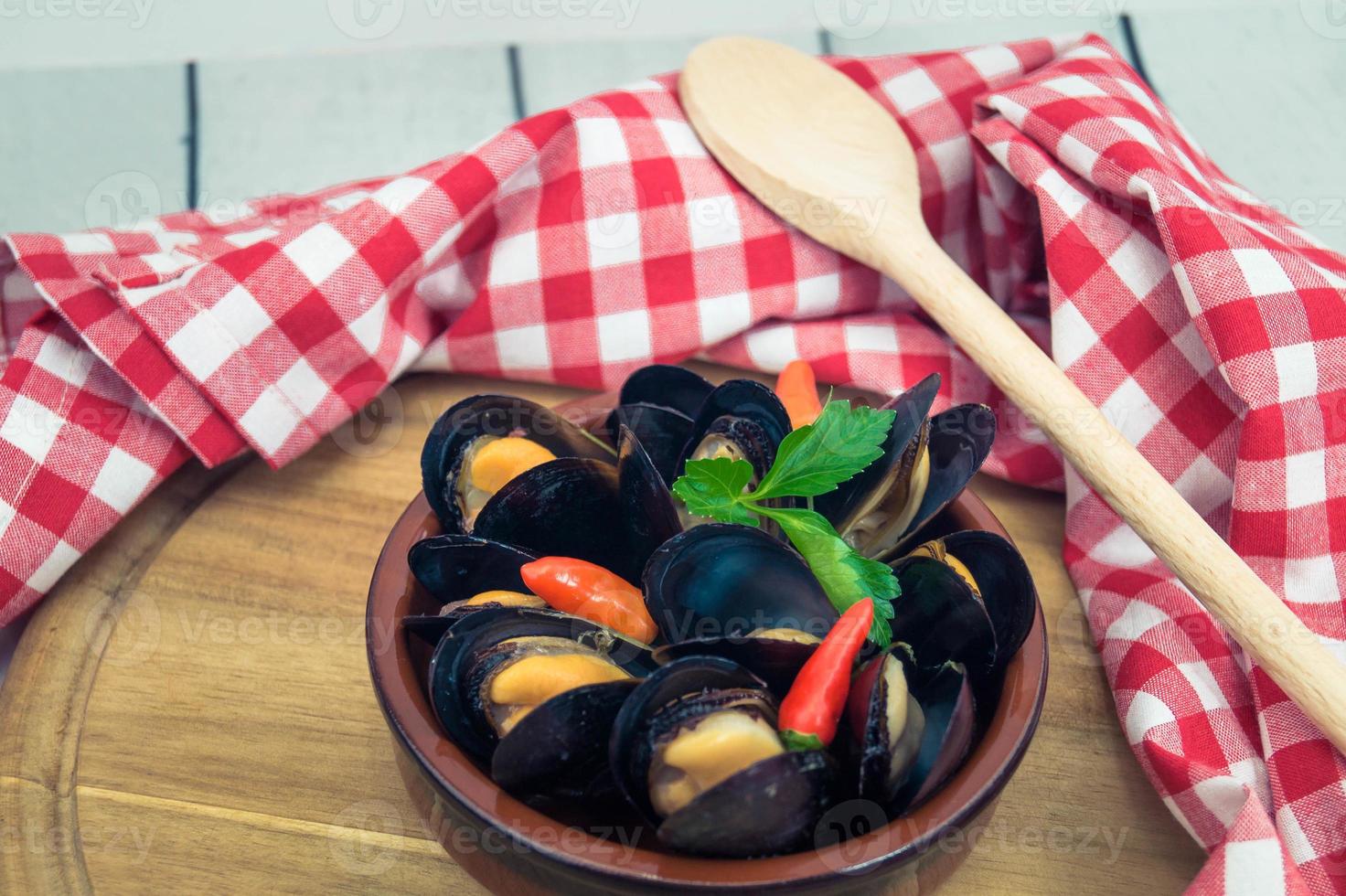 mexilhões e camarões frutos do mar adorados foto