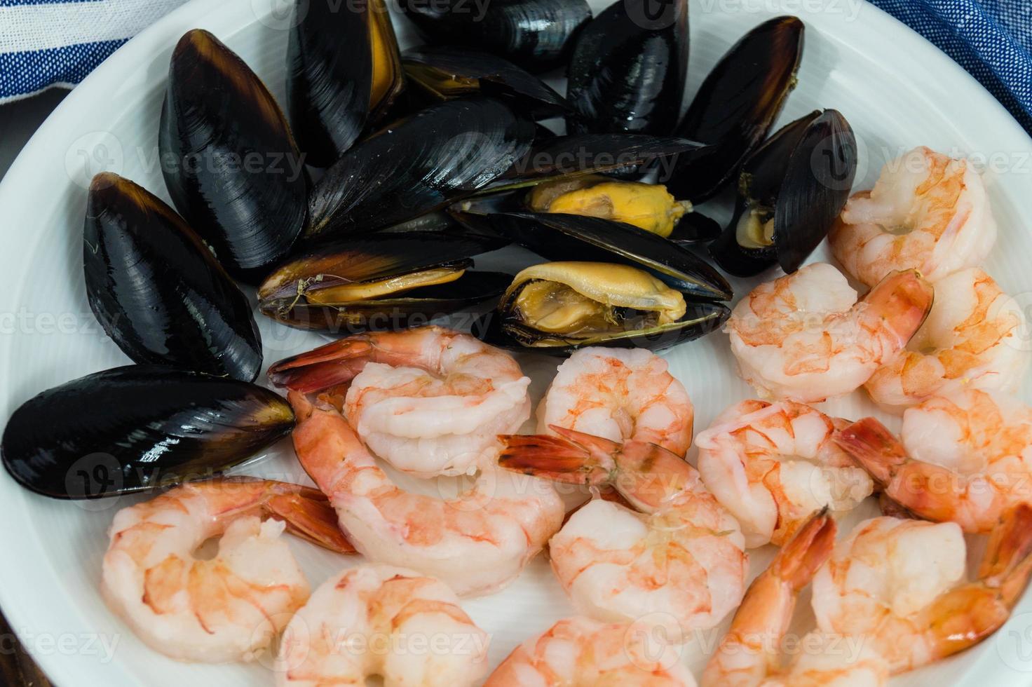 mexilhões e camarões frutos do mar adorados foto