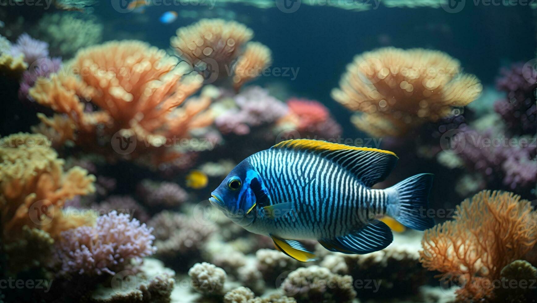 foto mar tropical aquário coral peixe. ai gerado