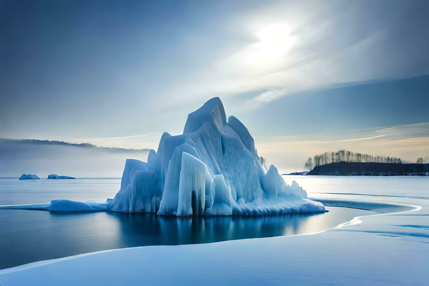 icebergs dentro a lago. gerado por IA foto