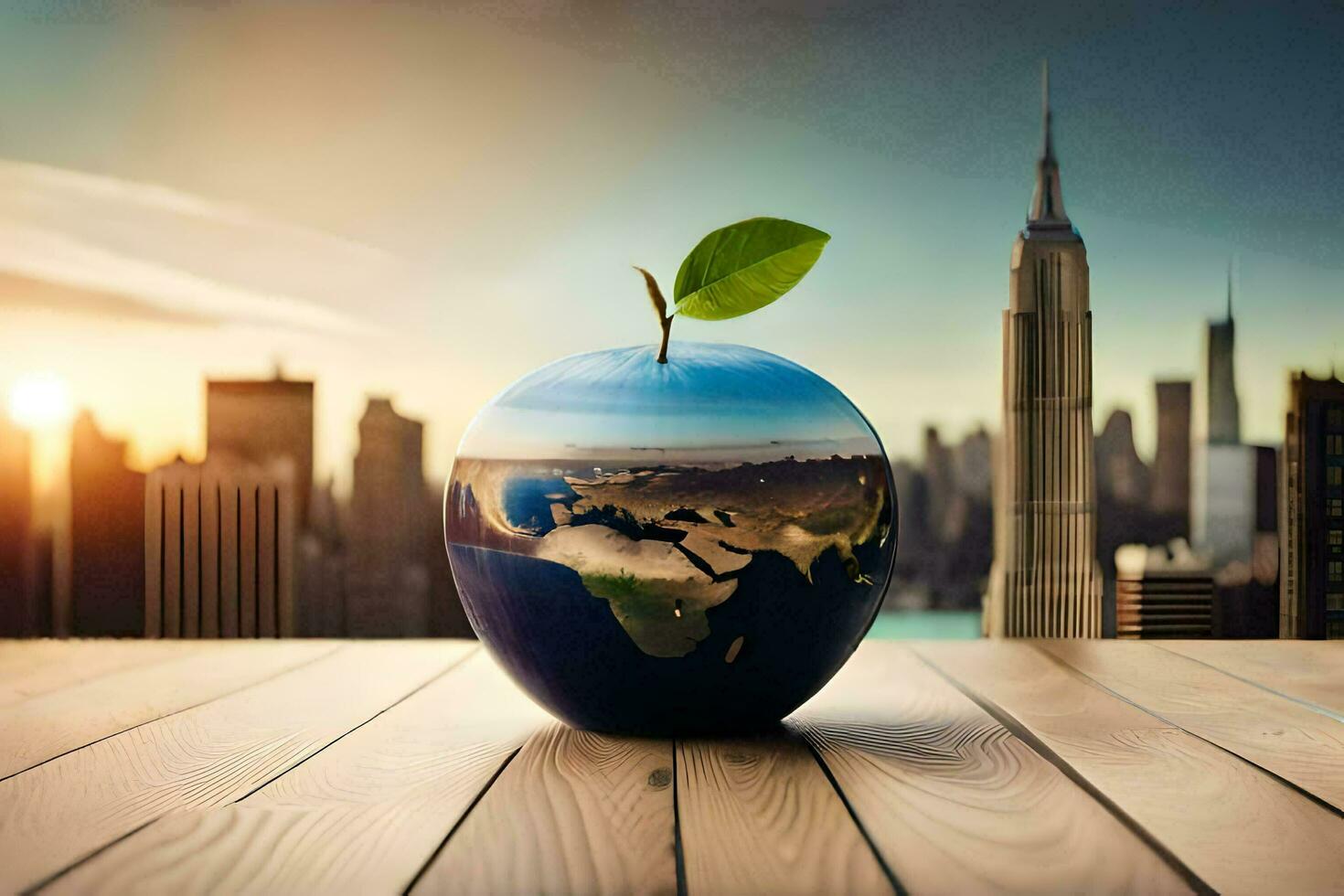 a maçã é uma símbolo do a terra. gerado por IA foto