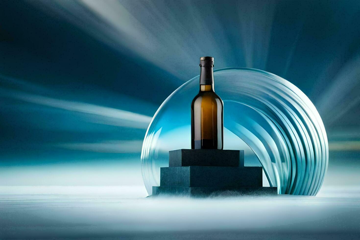 uma garrafa do vinho em topo do uma vidro. gerado por IA foto