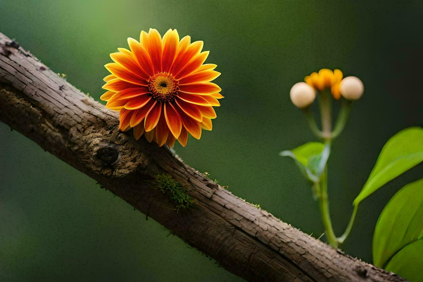 uma flor em uma ramo. gerado por IA foto