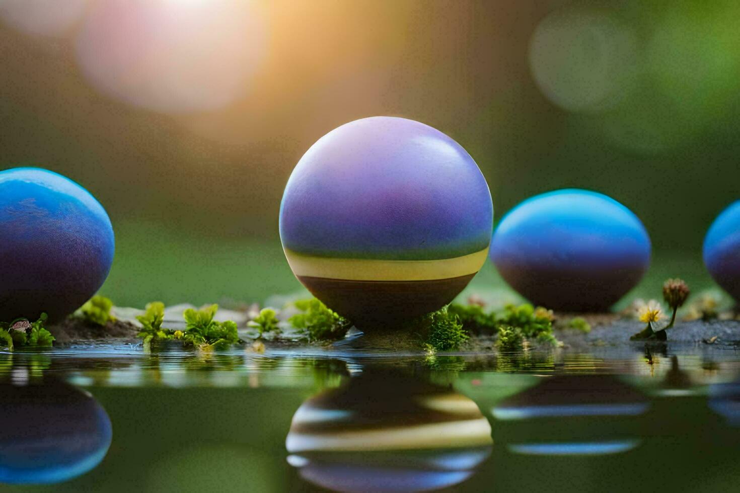 Páscoa ovos dentro a água. gerado por IA foto