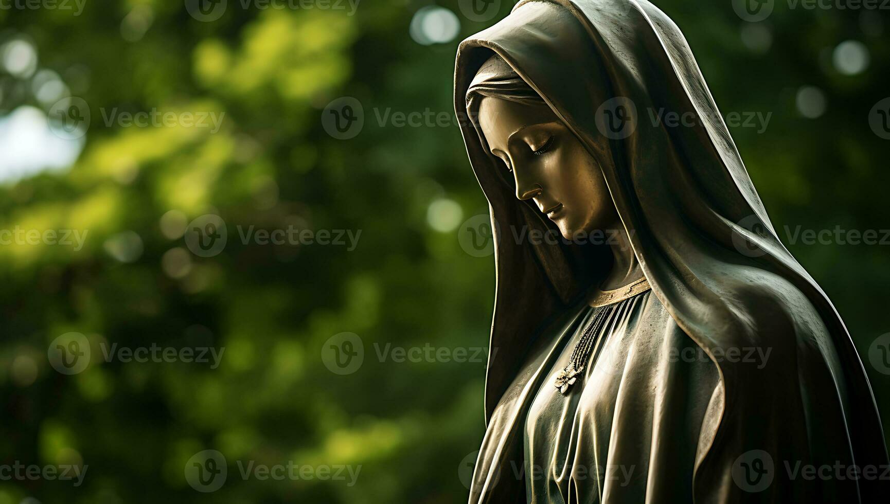 estátua do a abençoado virgem Maria dentro a cemitério, fechar acima ai gerado foto