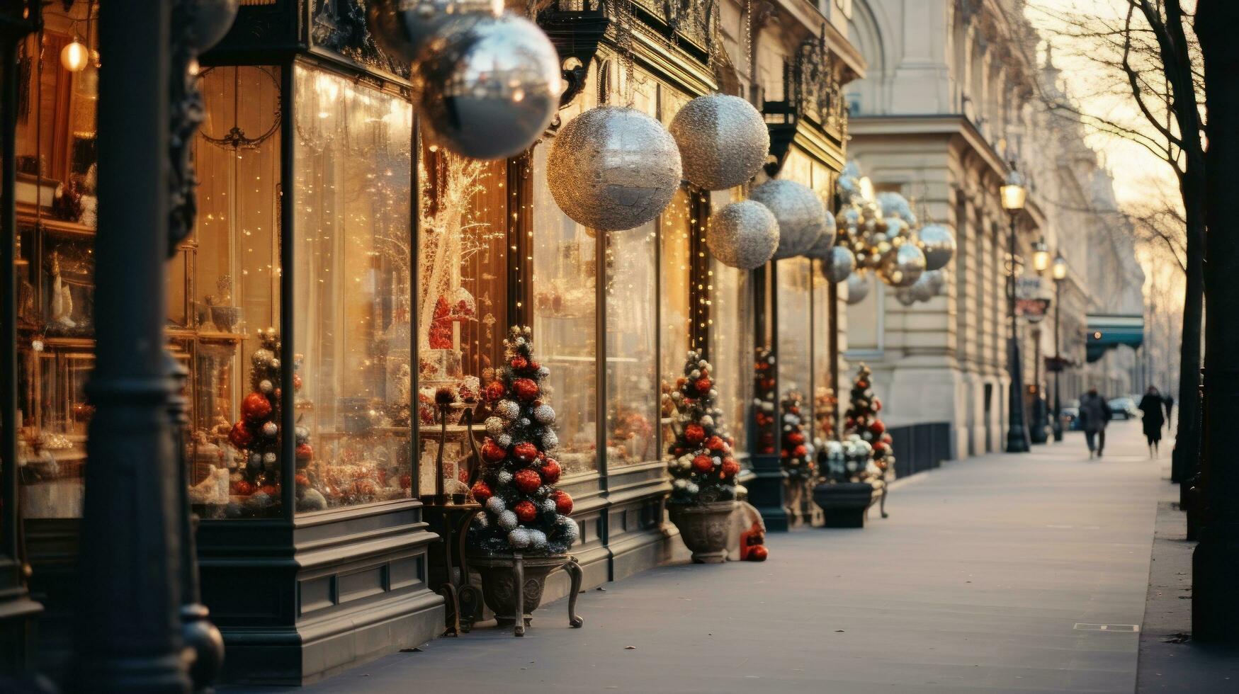 Natal decorações em cidade rua foto