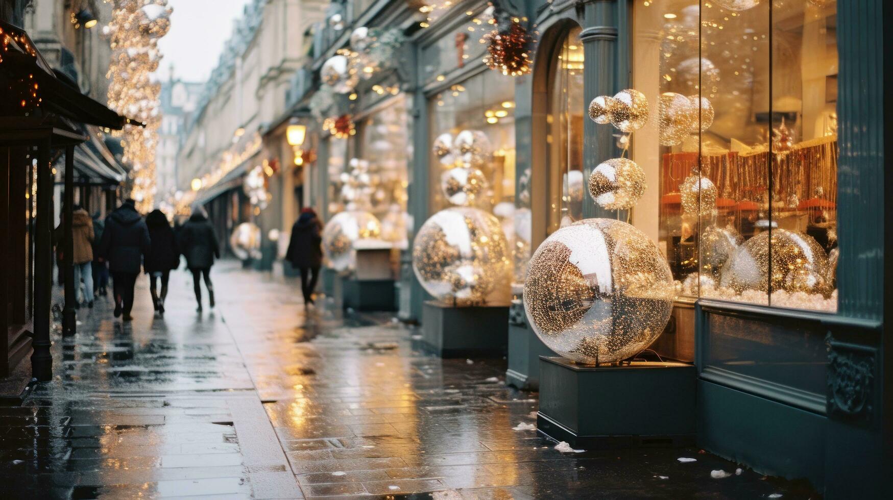 Natal decorações em cidade rua foto