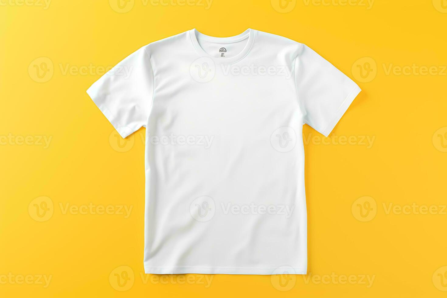 branco camiseta brincar em amarelo fundo ai gerado foto