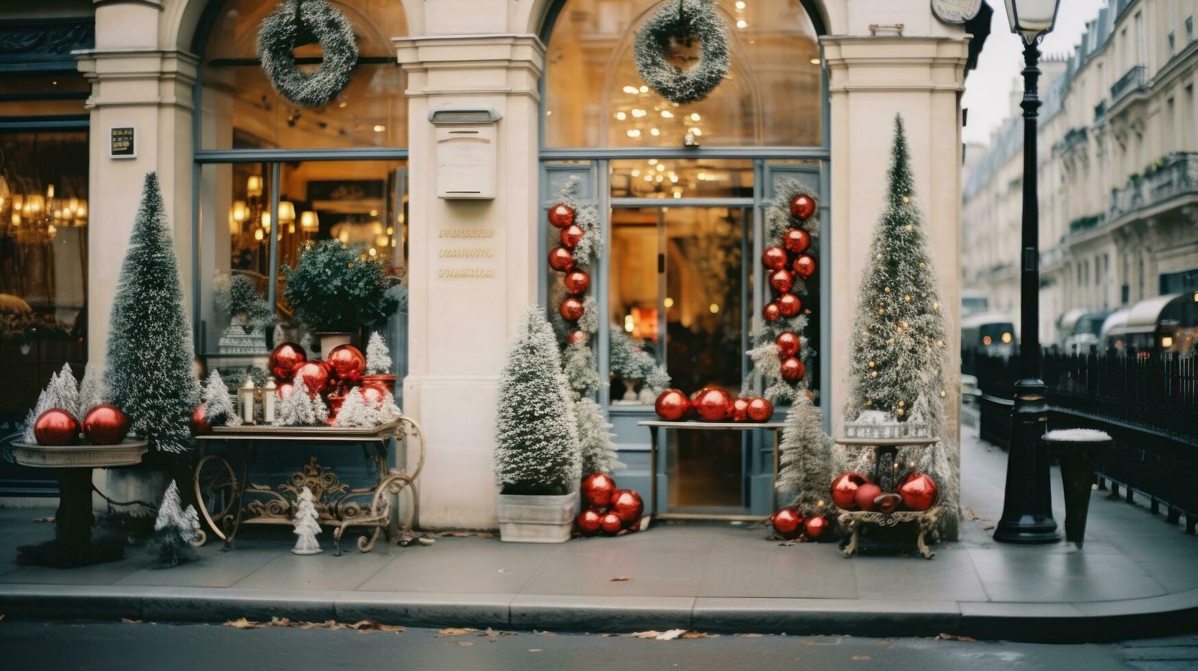 Natal decorações em cidade rua foto