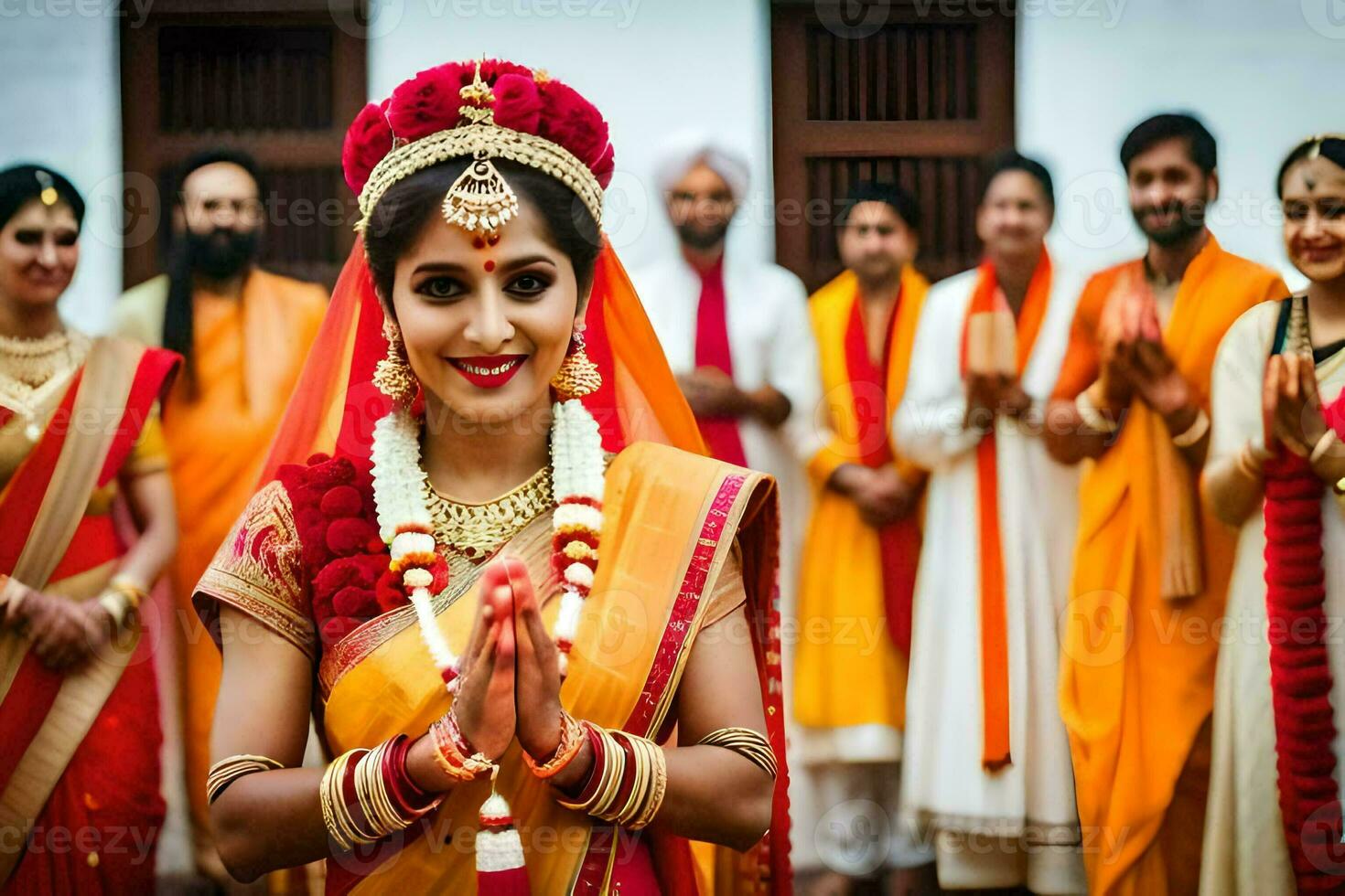 indiano Casamento cerimônia dentro Índia. gerado por IA foto