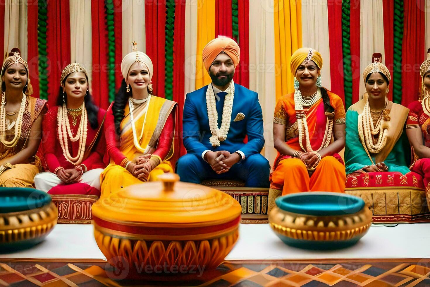 indiano Casamento cerimônia às a grande oásis hotel. gerado por IA foto