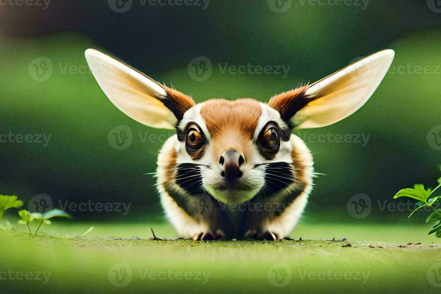 uma pequeno animal com grande orelhas e grande olhos. gerado por IA foto