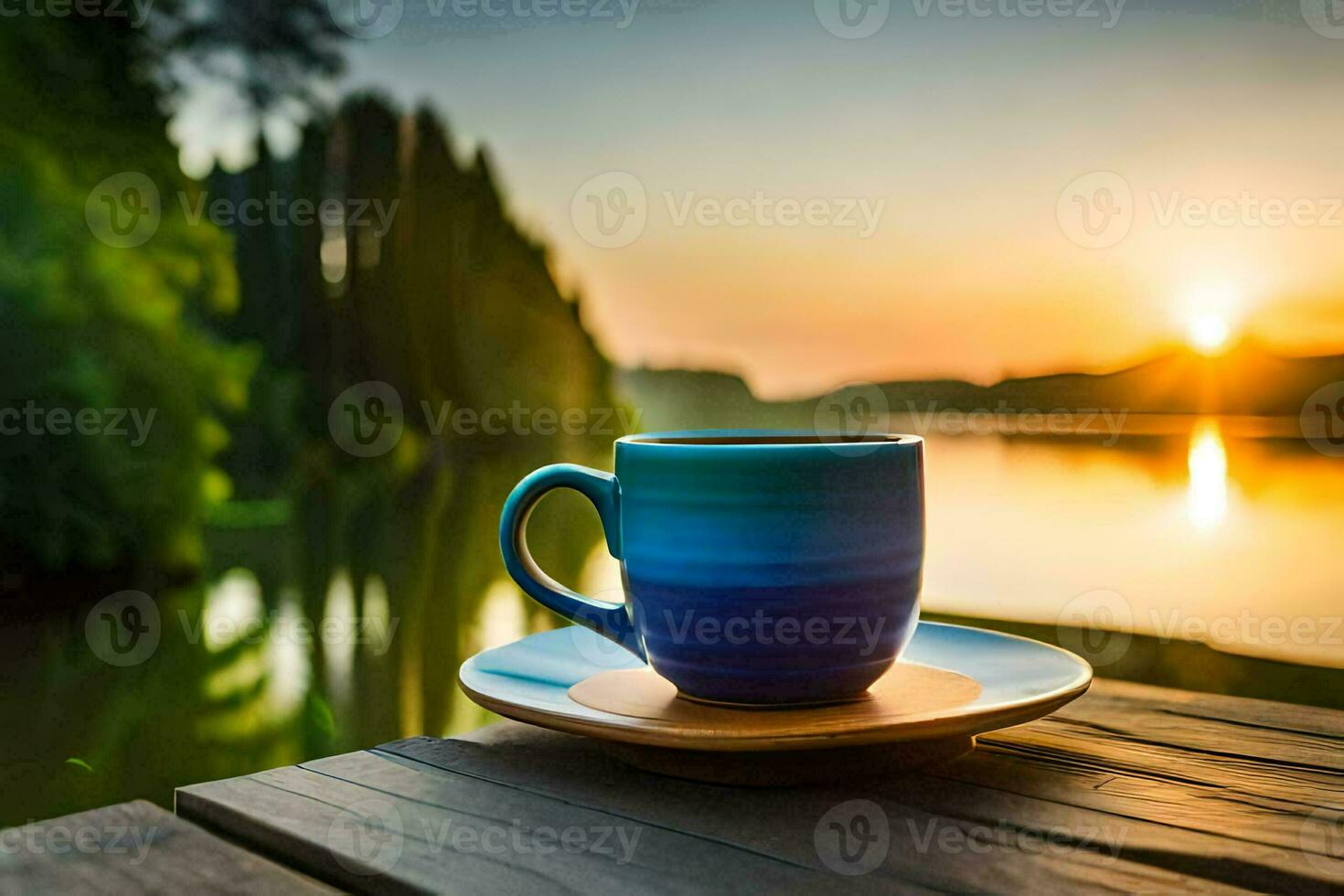 café copo em a mesa dentro a manhã. gerado por IA foto