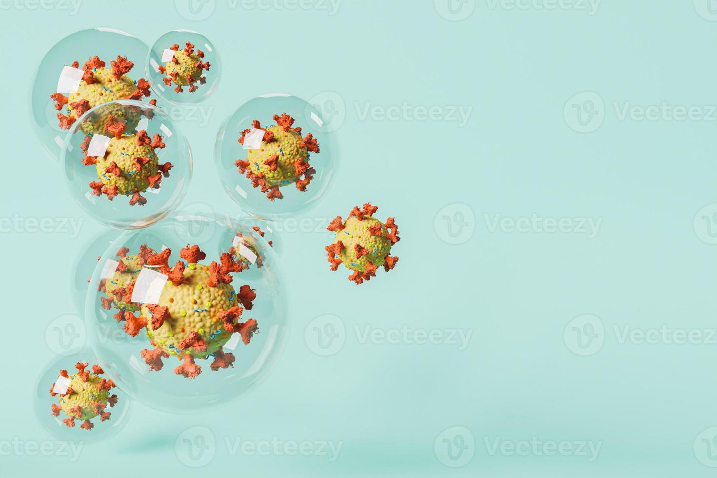 células de coronavírus dentro de bolhas foto