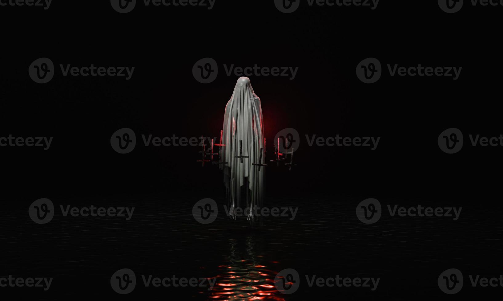 fantasma de espírito maligno com cruzes sobre a água foto