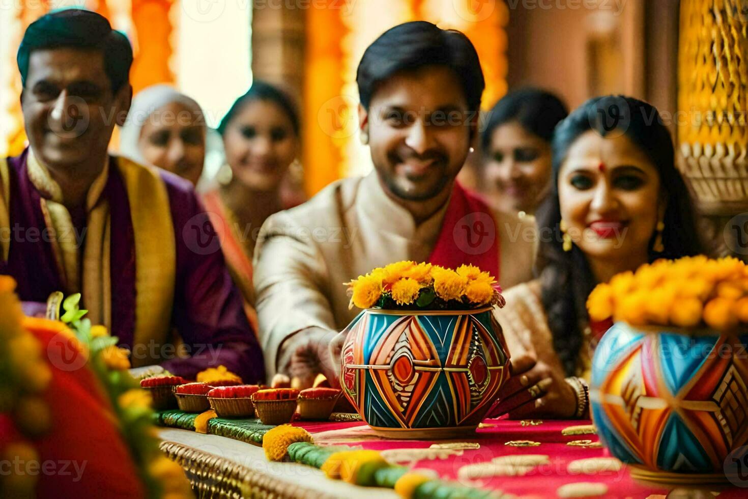 indiano Casamento dentro Mumbai. gerado por IA foto