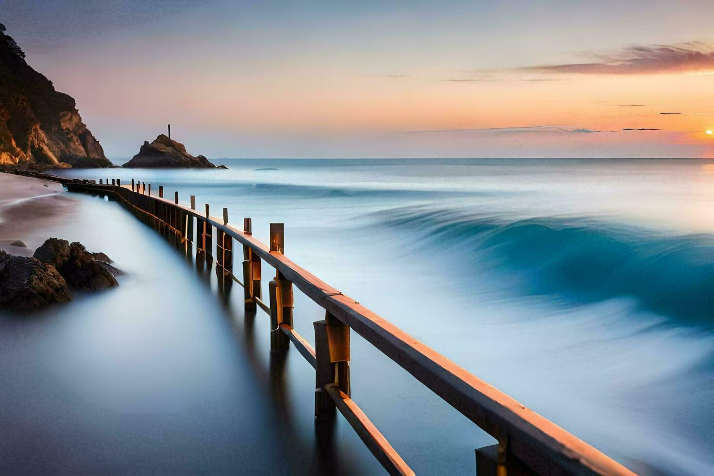 foto papel de parede a céu, mar, água, a oceano, a praia, a mar, o. gerado por IA