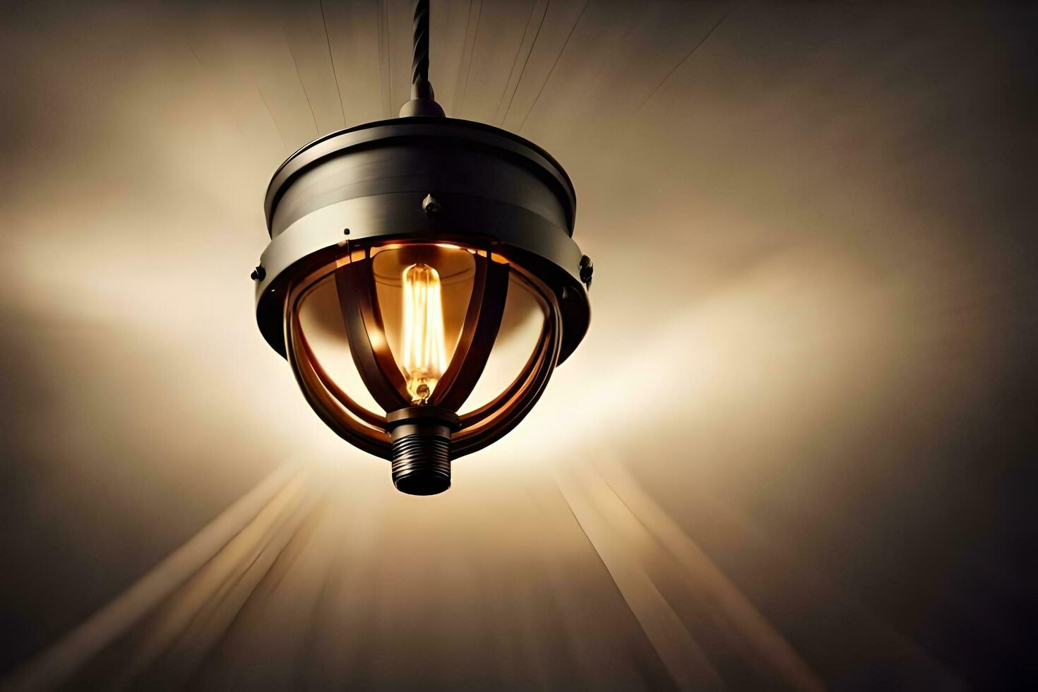 uma luz lâmpada suspensão a partir de uma teto. gerado por IA foto