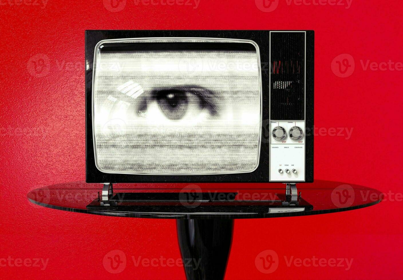 vintage televisão com vigilante olho orwelliano vigilância conceito foto