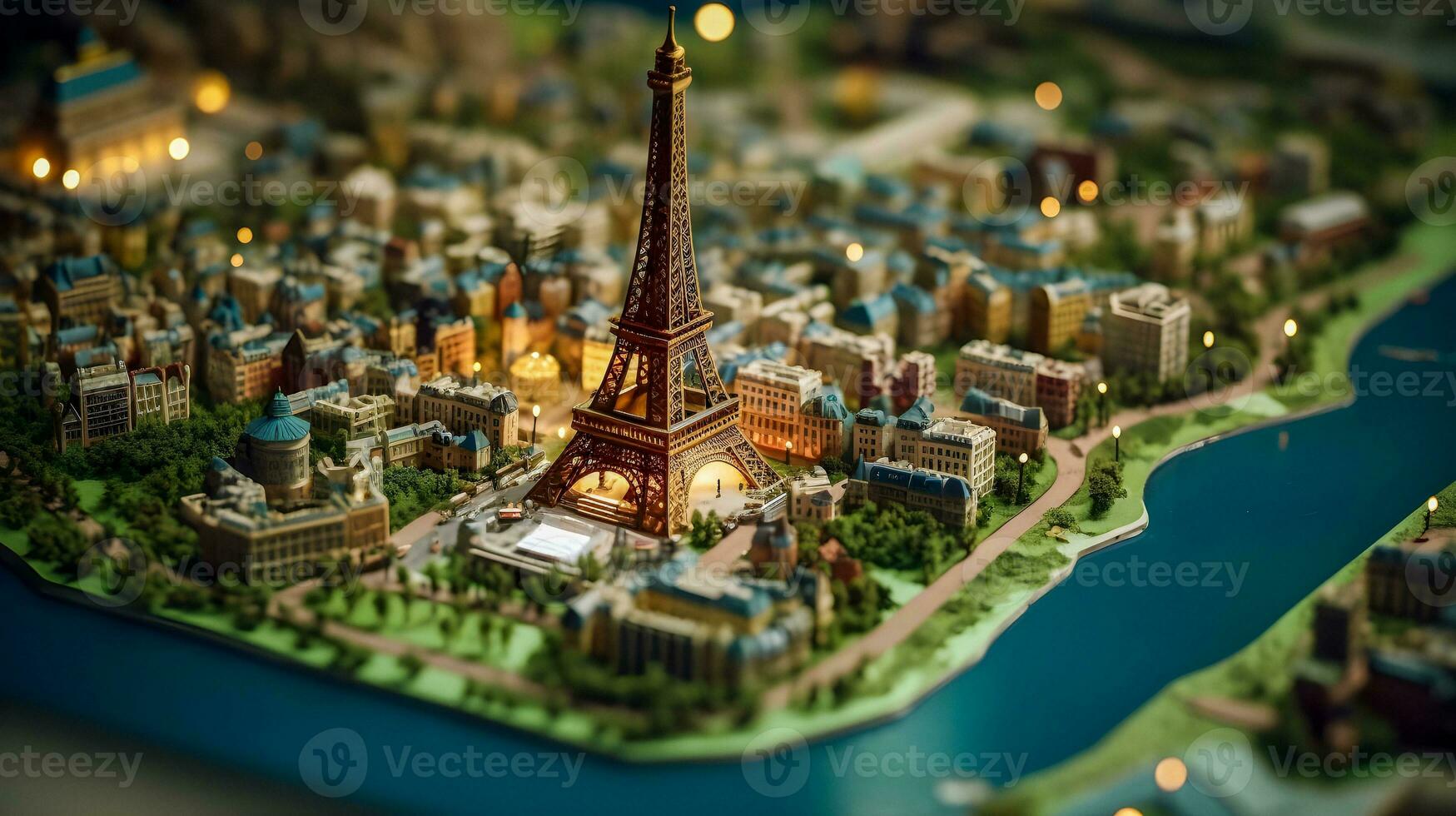 ai gerado miniatura Paris em uma placa mãe foto