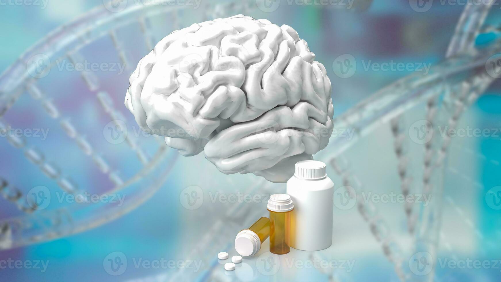 a cérebro e droga para sci ou médico conceito 3d Renderização foto