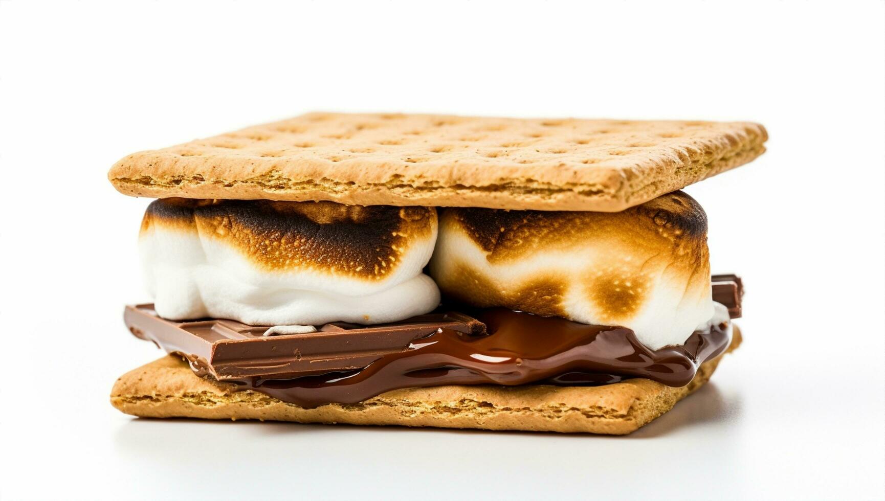 ai gerado açúcar Graham doce torrado bolacha saboroso Castanho assado isolado açucarado lanche sanduíche marshmallow sobremesa doce chocolate tratar smores Comida branco foto