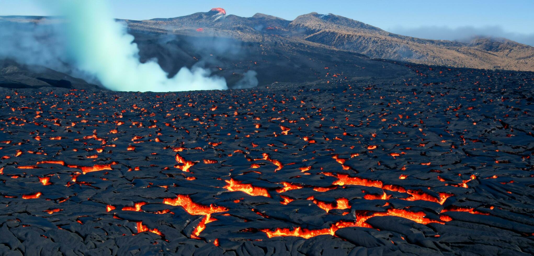 vulcânico erupção lava material vermelho lava quente magma foto