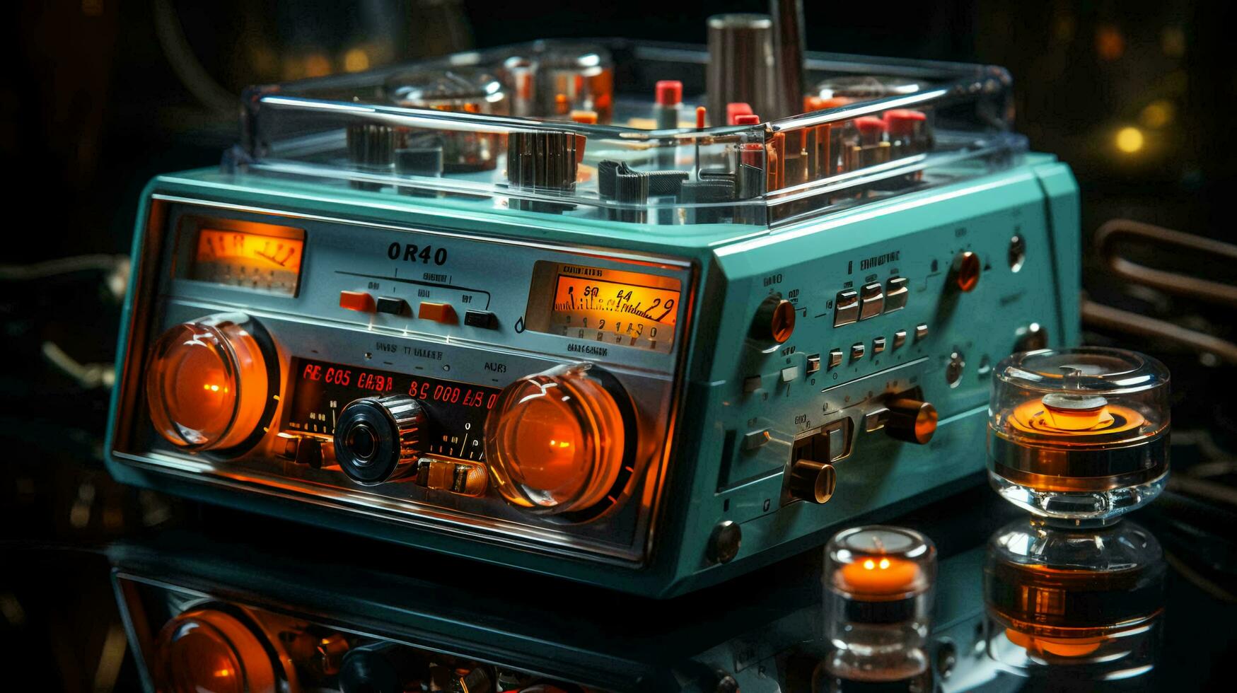 gerado por IA retro velho vintage rádio para ouvindo para música foto