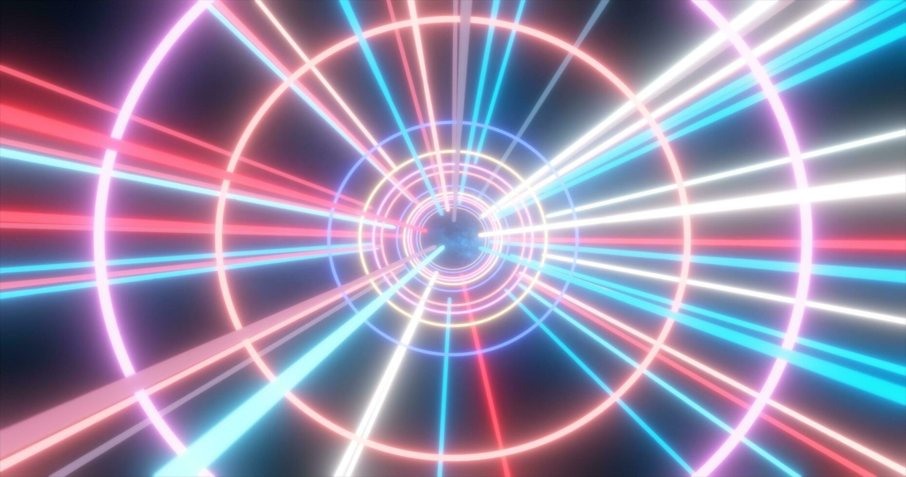 abstrato multicolorido energia futurista oi-tech túnel do vôo círculos e linhas néon Magia brilhando fundo foto