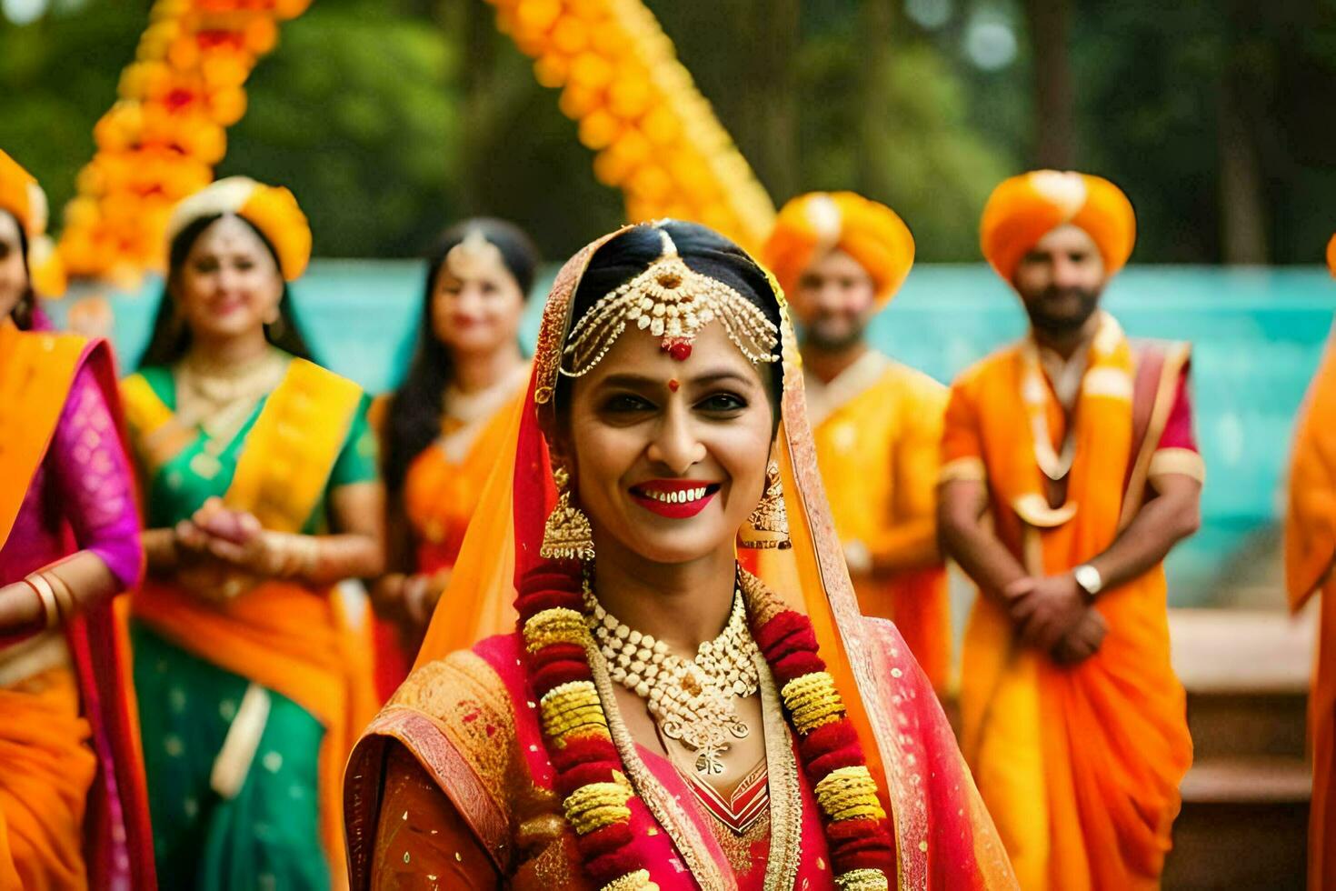 indiano Casamento dentro Índia. gerado por IA foto