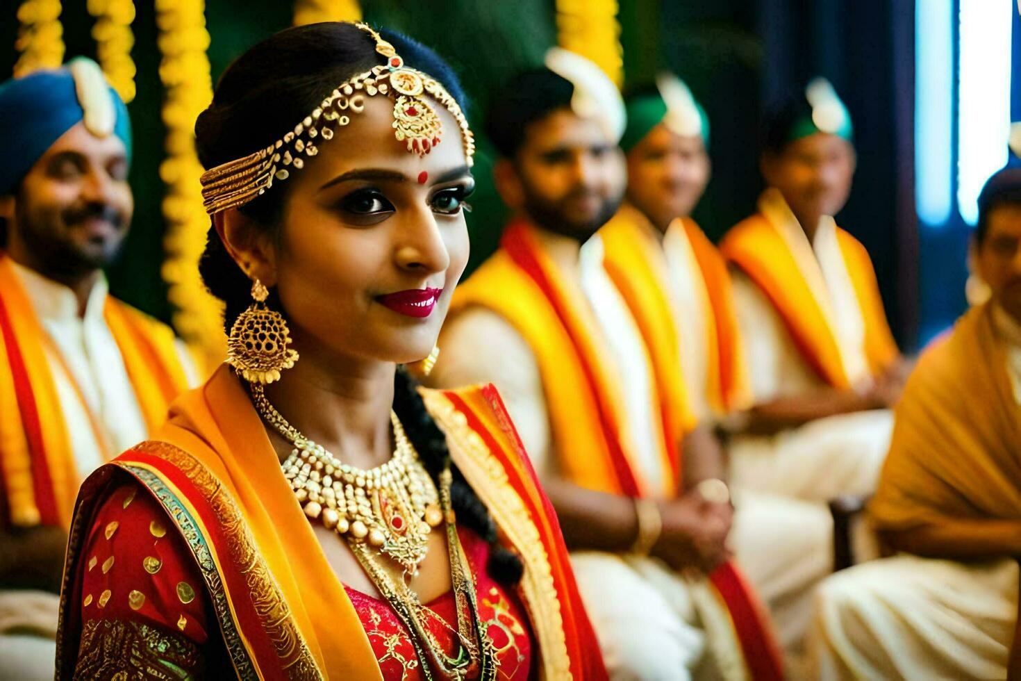 indiano Casamento cerimônia dentro Índia. gerado por IA foto