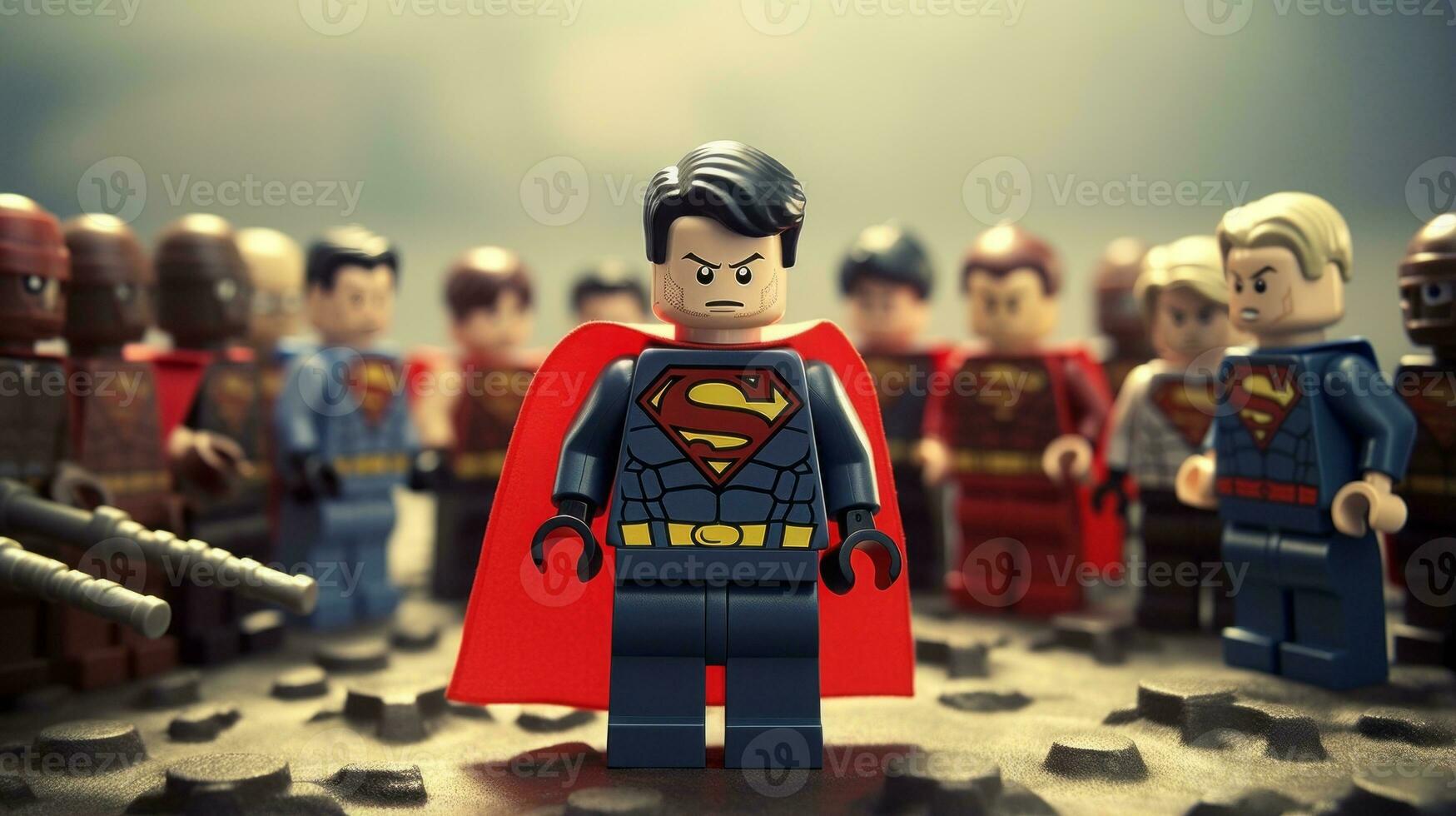 Lego Heróis equipe acima para Salve  a mundo ai generativo foto